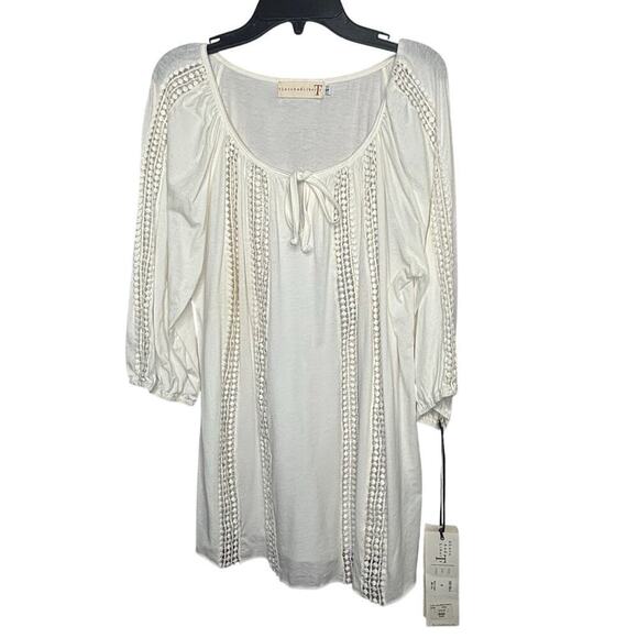 For Love And Liberty Tops - For Love & Liberty Johnny Was Lace Antique White Spliced Tee Shirt Small New